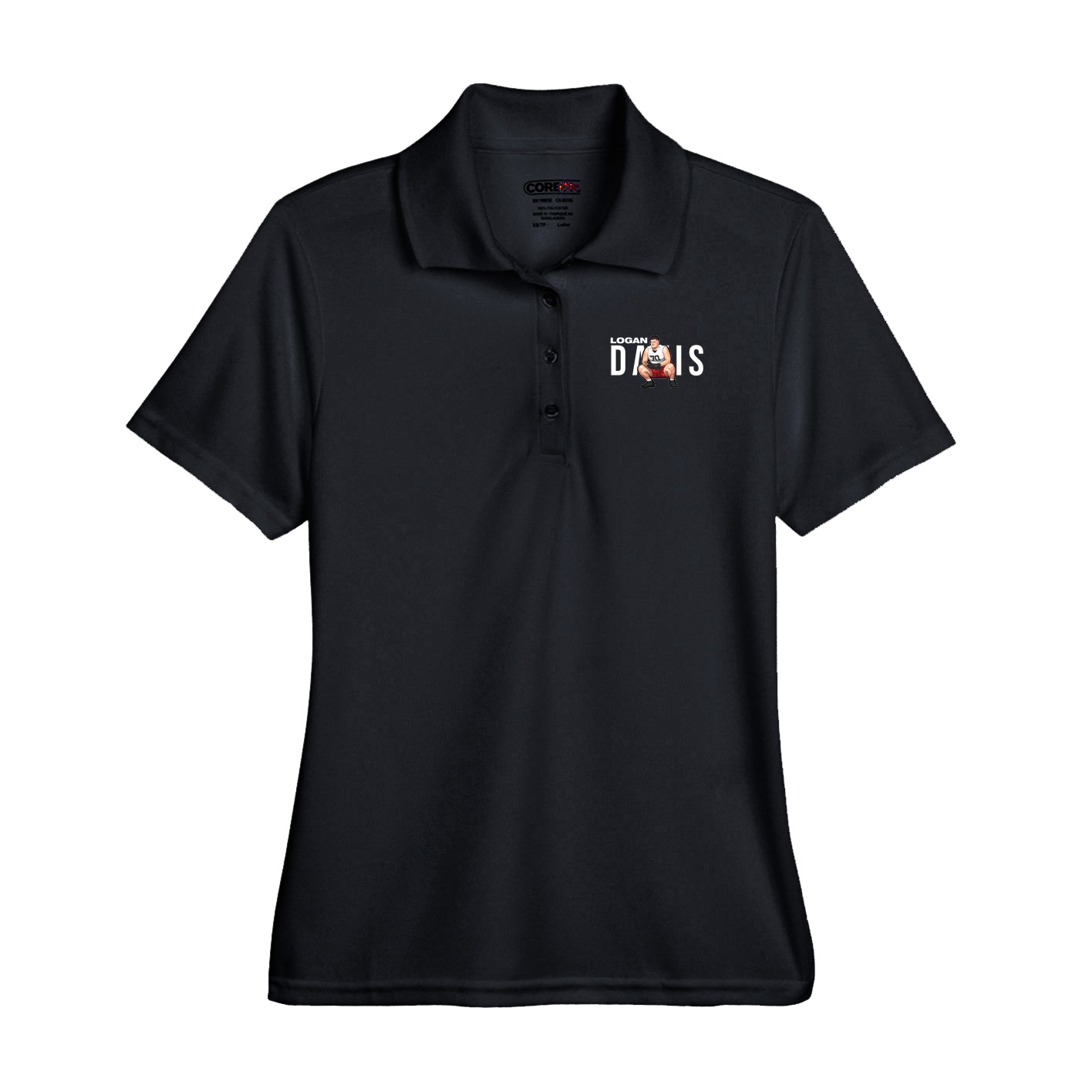 Performance Polo — Player Name in Black