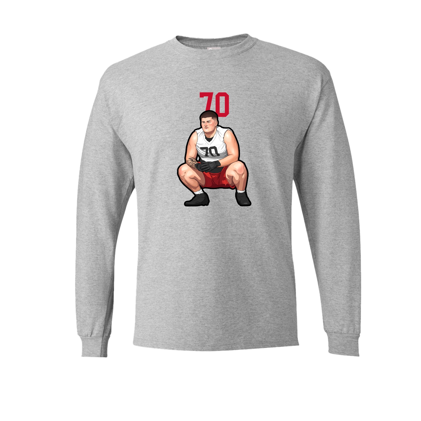 Long Sleeve Tee — Number Top in Grey
