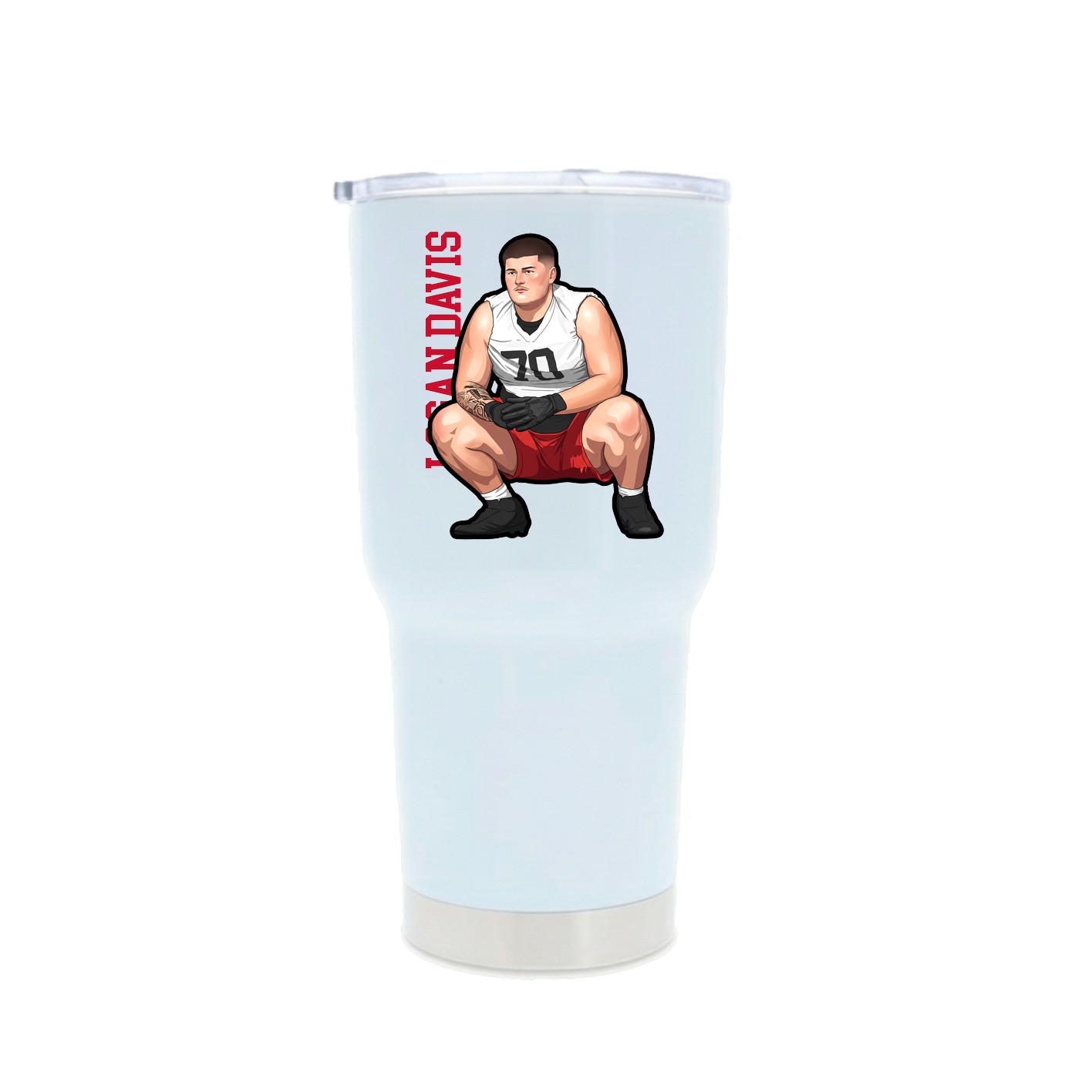 30oz Stainless Steel Tumbler — Name Vertical in White