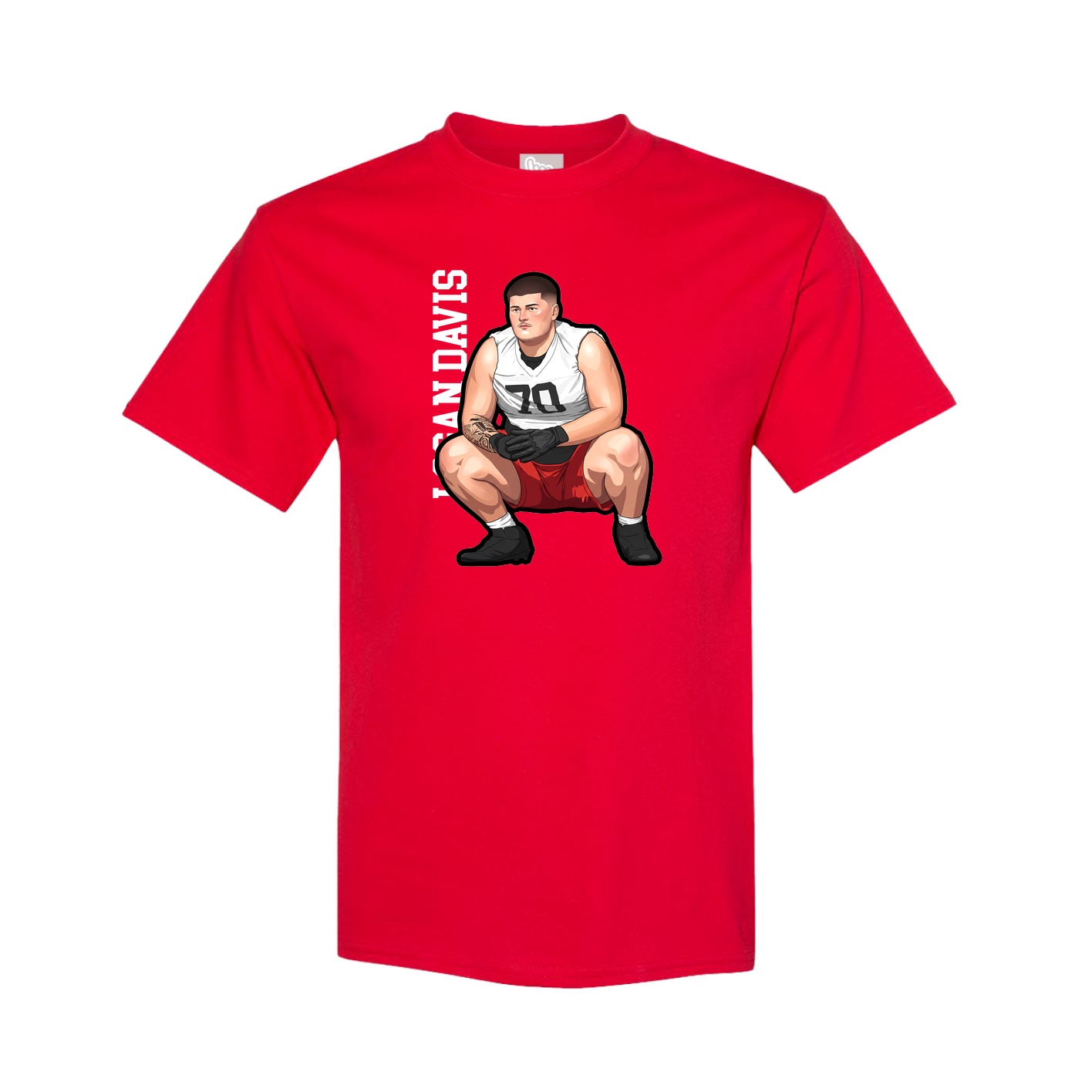 Youth Tee — Name Vertical in Red
