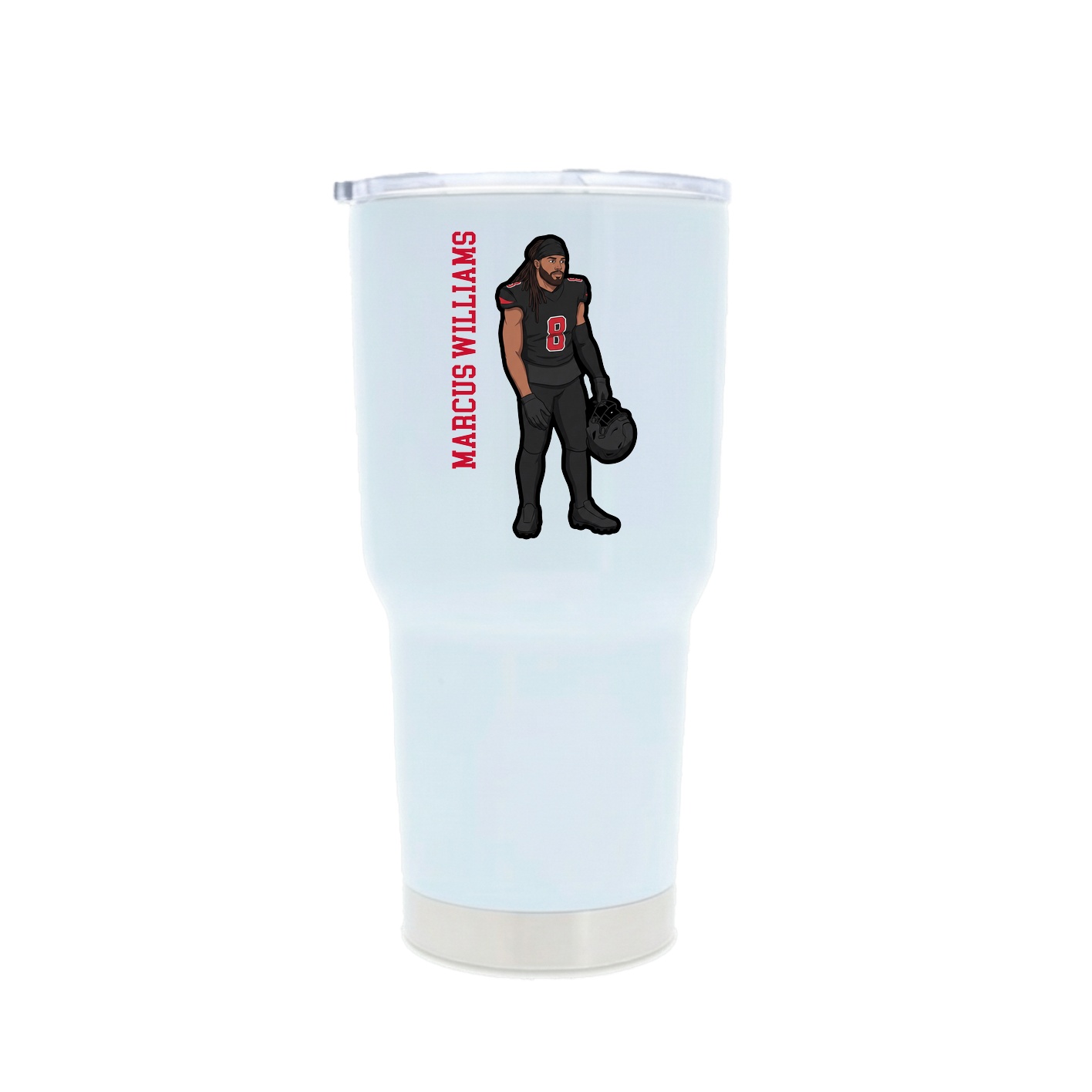 30oz Stainless Steel Tumbler — Name Vertical in White