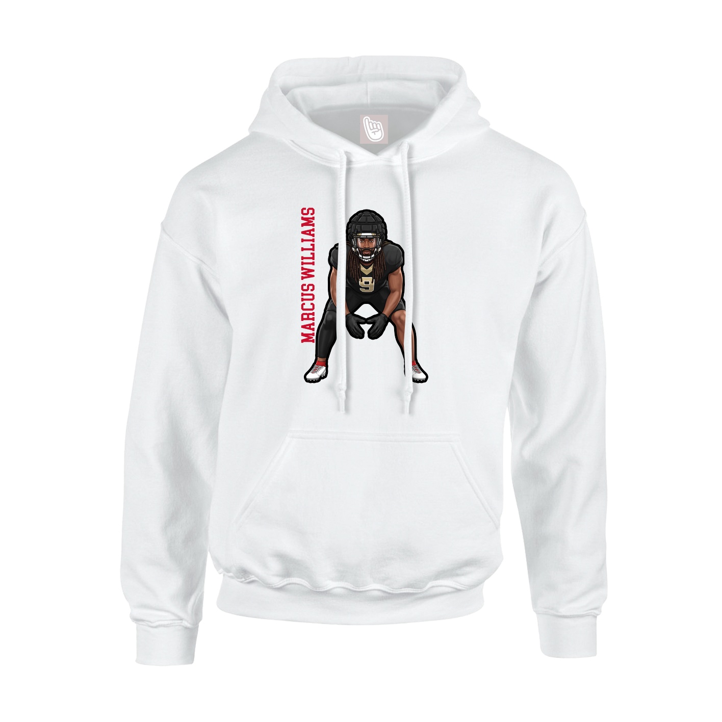 Youth Hoodie — Name Vertical in White