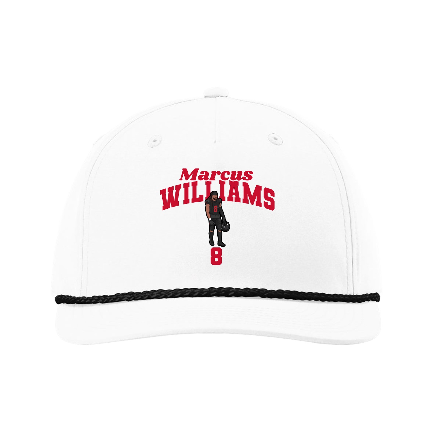 Five-Panel Classic Rope Cap — Signature Arch in White