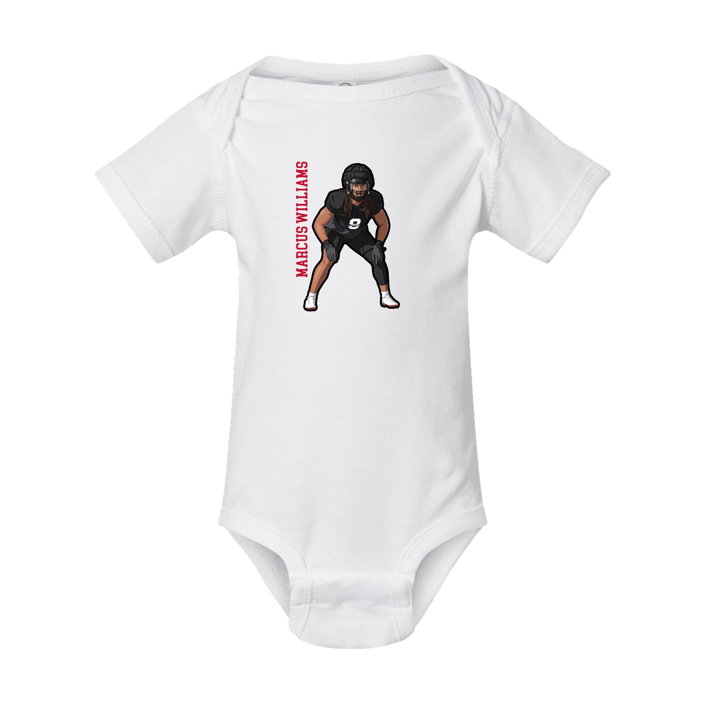 Baby Onesie — Name Vertical in White