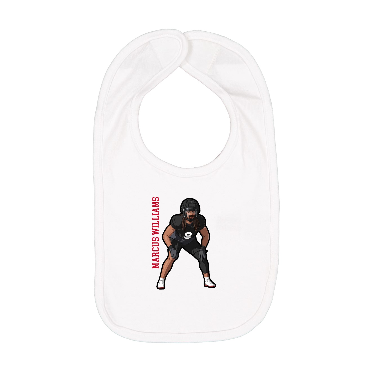 Infant Bib — Name Vertical in White