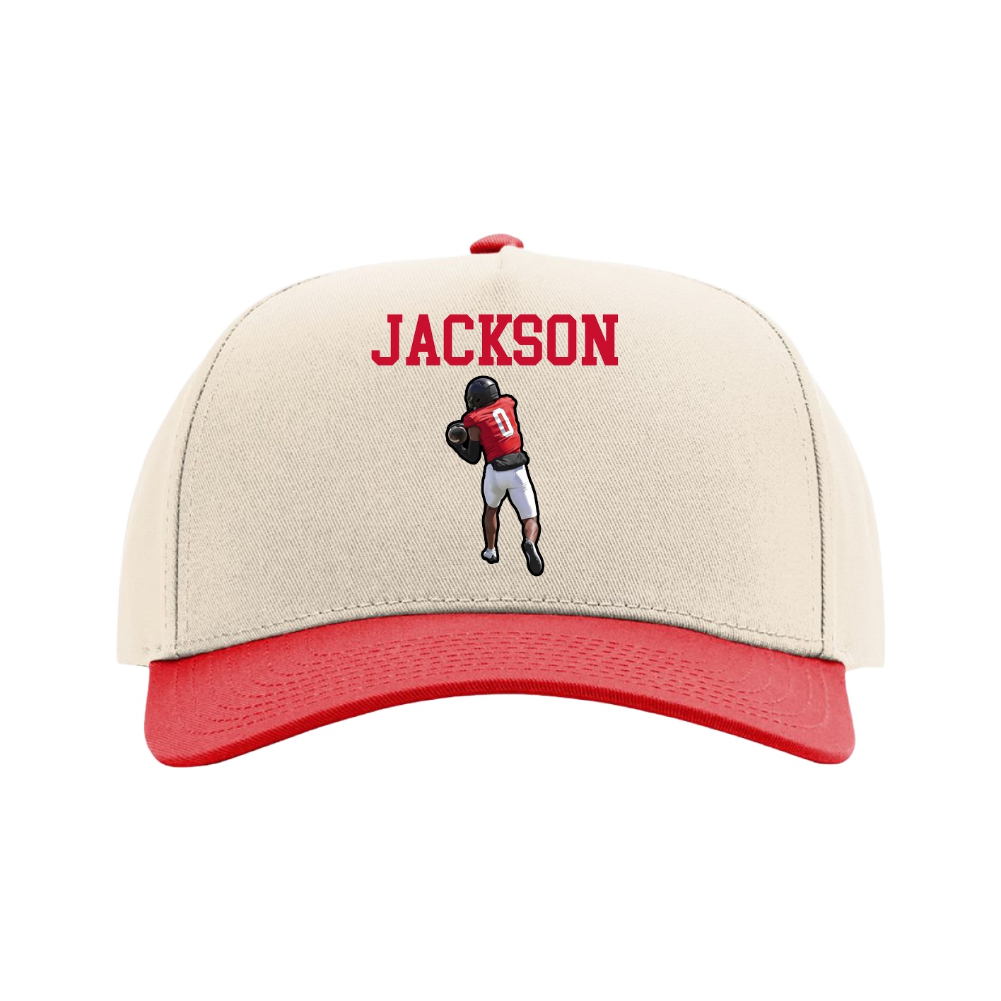 Full Fabric Five-Panel Champ Cap — Shirsey in Cream/Red