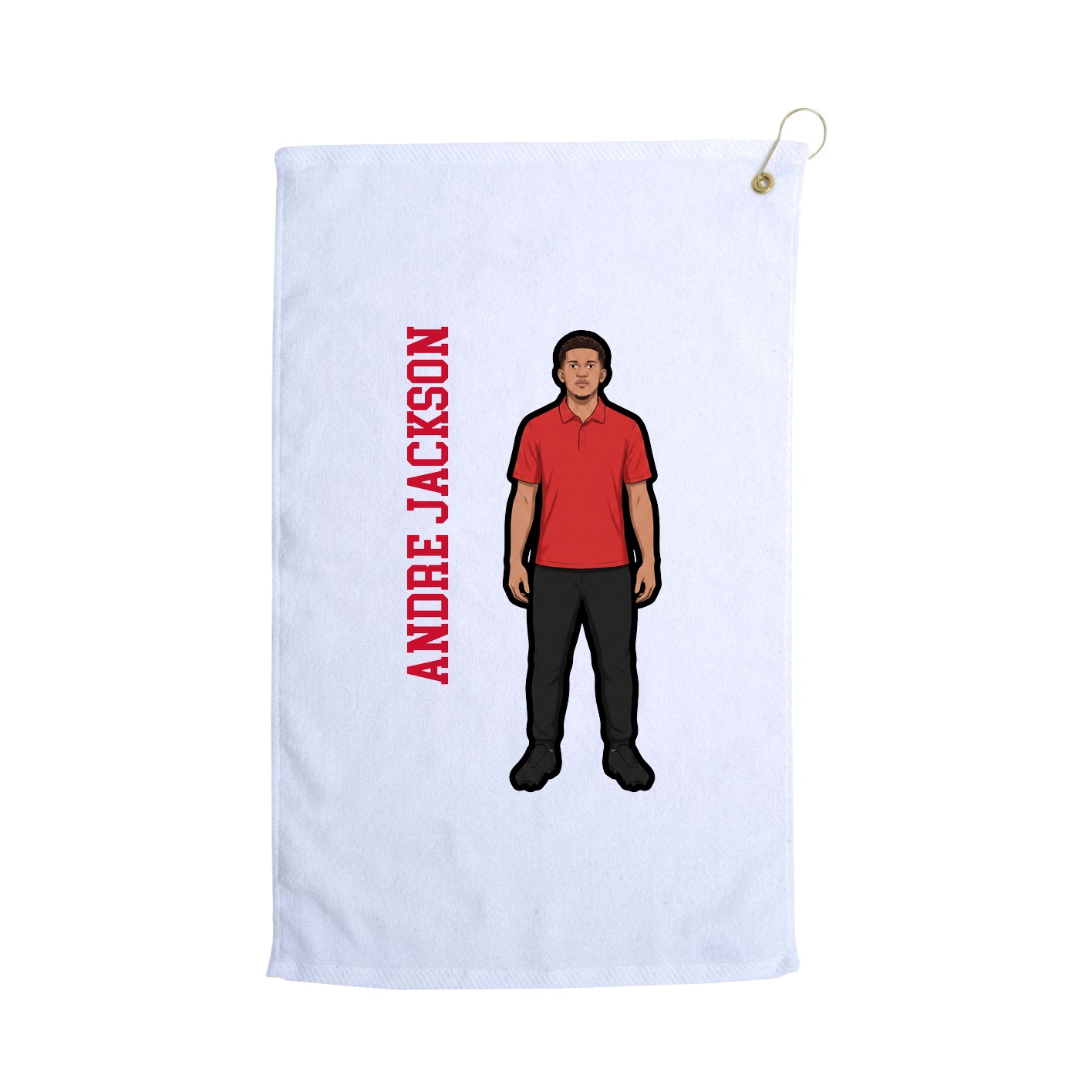 Golf Towel — Name Vertical in White