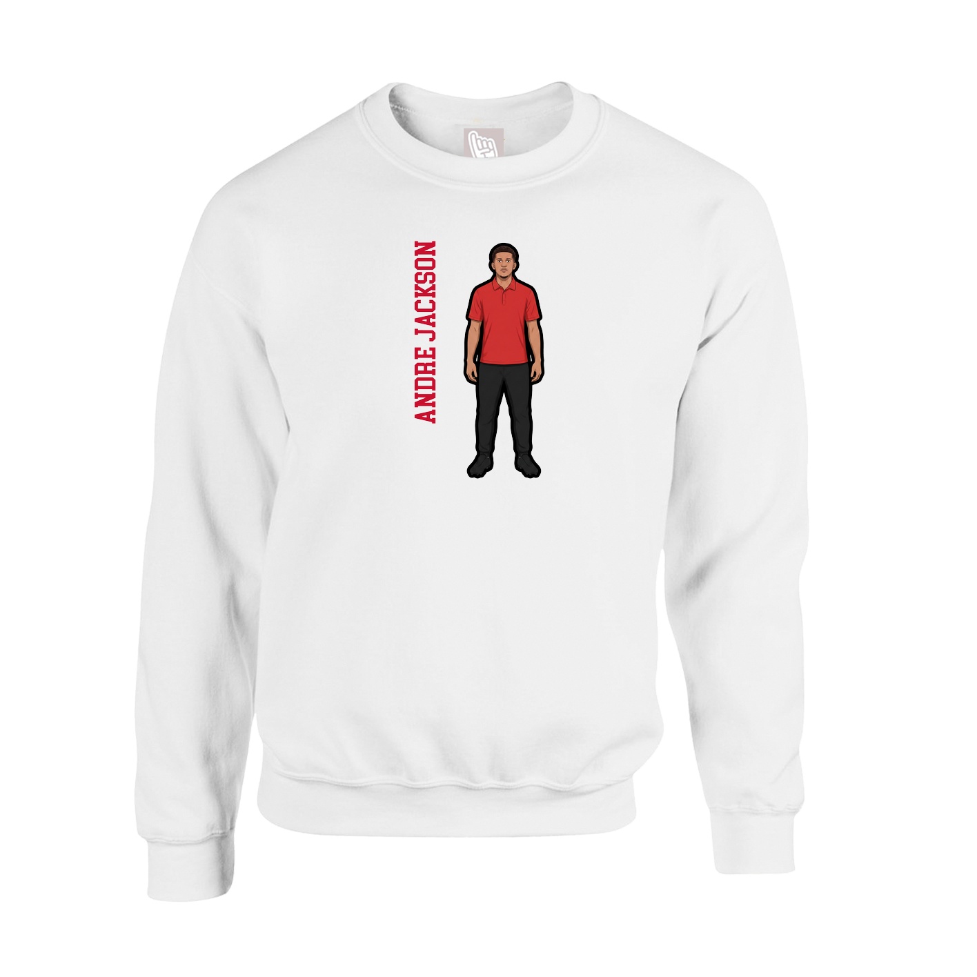 Fleece Crew — Name Vertical in White