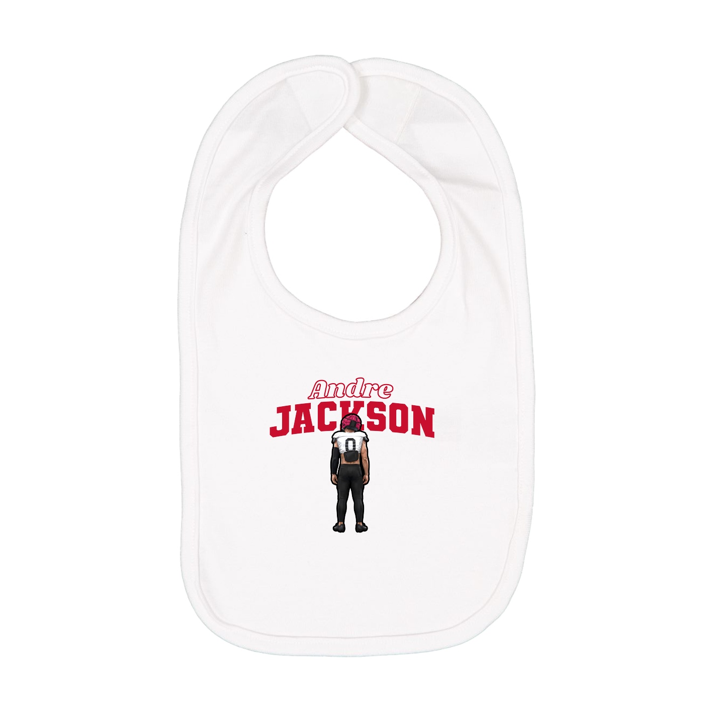 Infant Bib — Name Arch in White