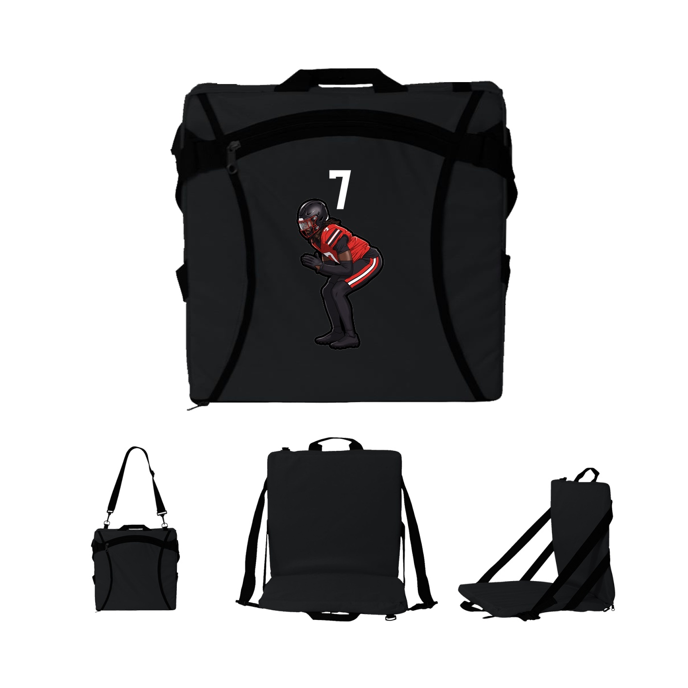 Folding Stadium Seat — Number Top in Black
