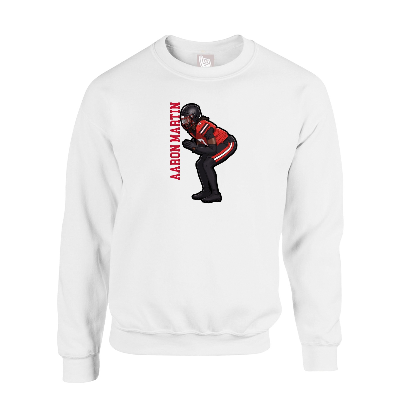 Fleece Crew — Name Vertical in White