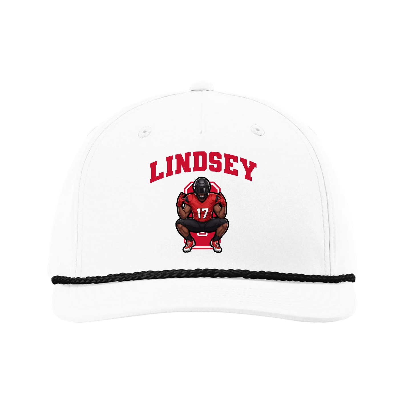 Five-Panel Classic Rope Cap — Number in White