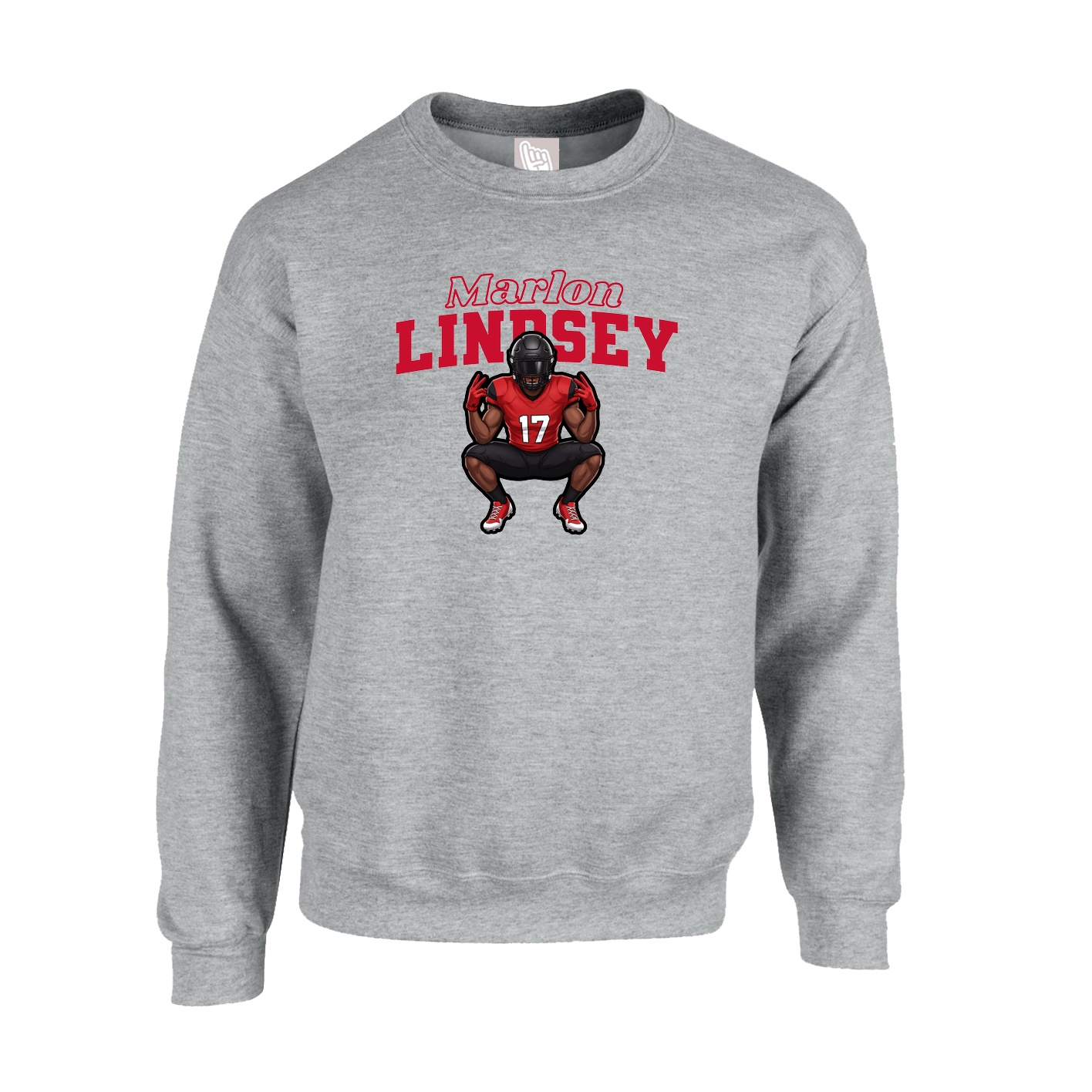 Fleece Crew — Name Arch in Grey