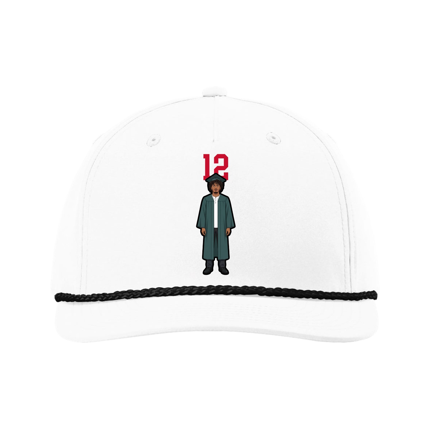 Five-Panel Classic Rope Cap — Number Top in White