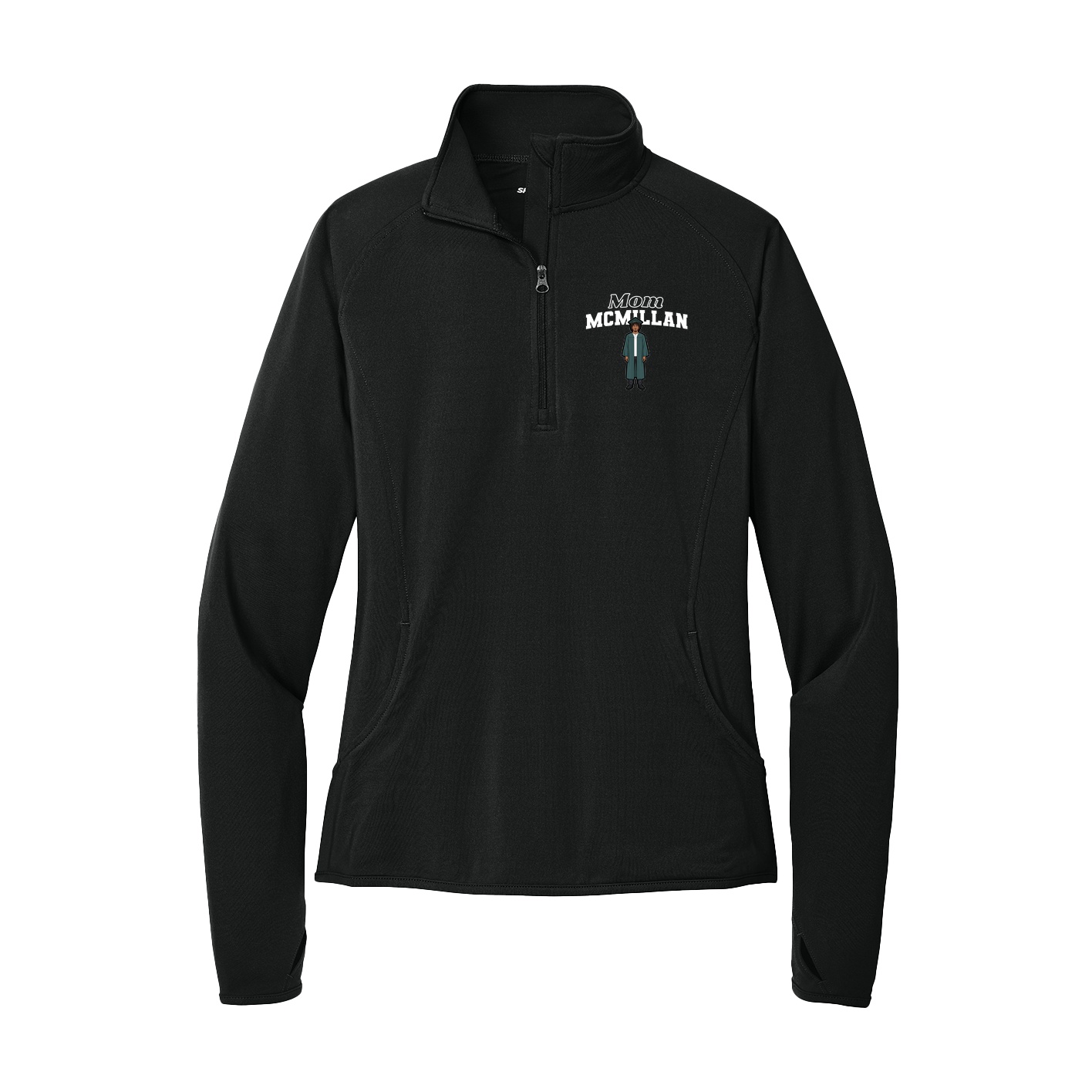Women's Q-Zip Pullover — Mothers Day Block in Black