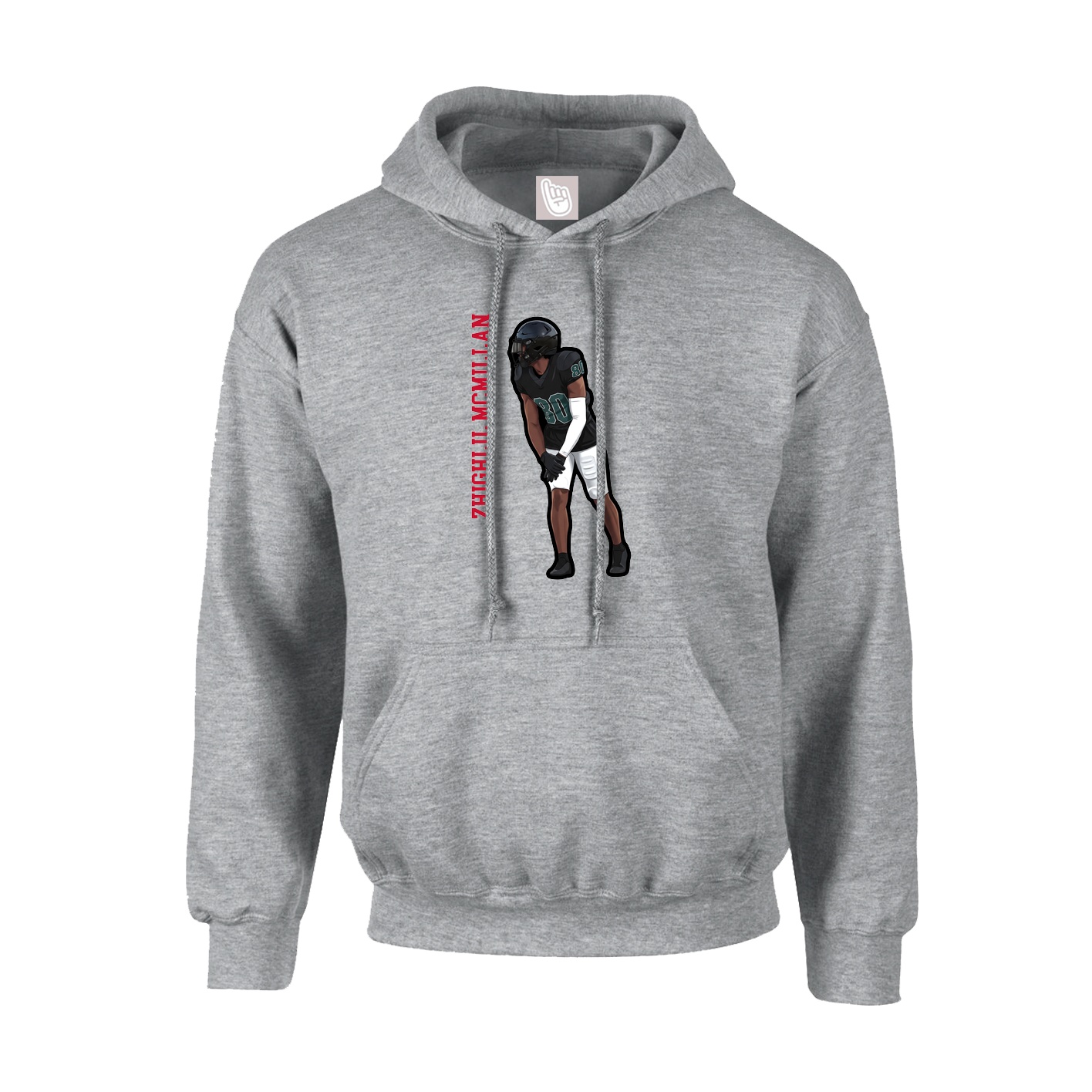 Youth Hoodie — Name Vertical in Grey