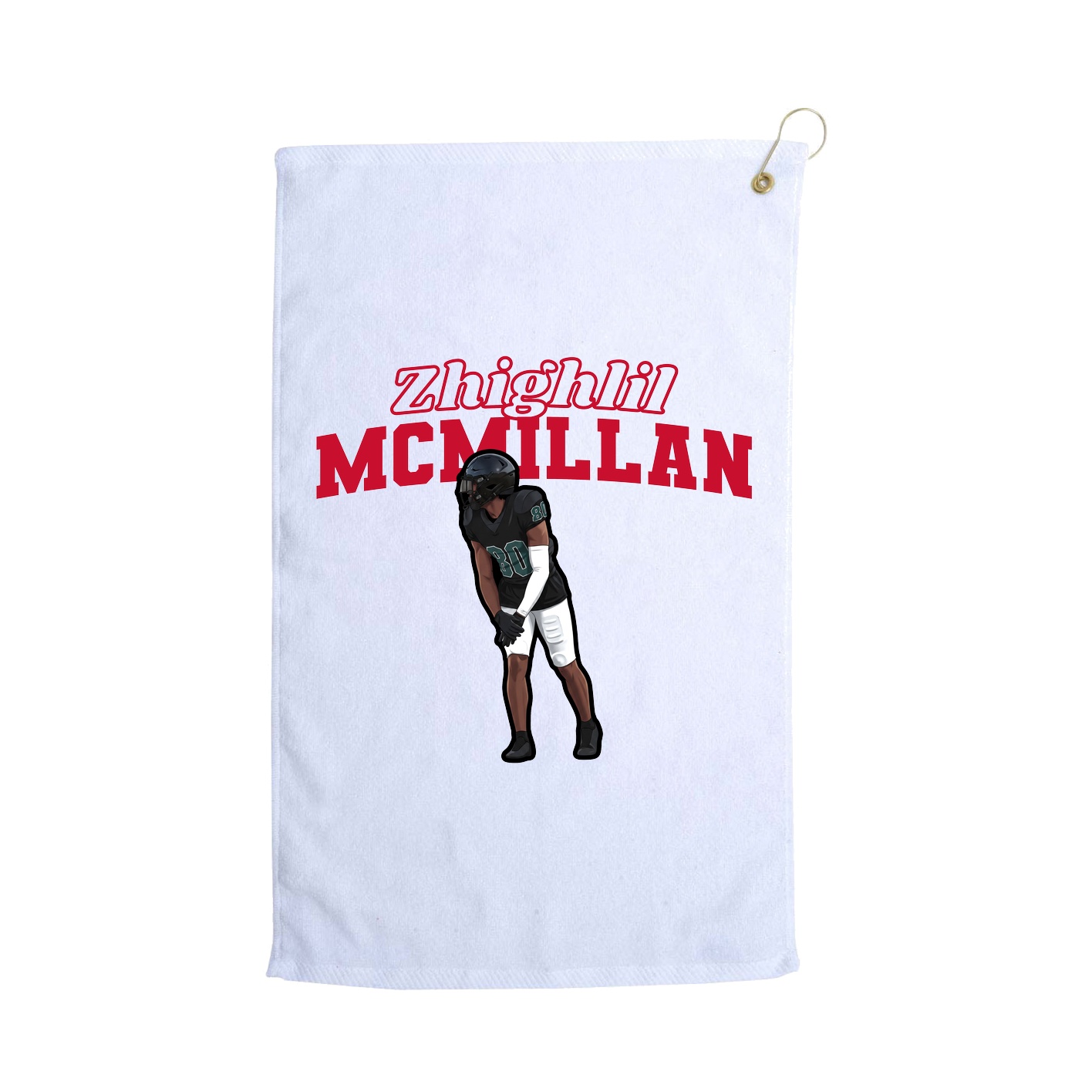Golf Towel — Name Arch in White
