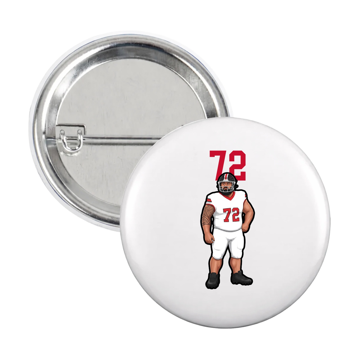 Game Day Button — Number Top in White