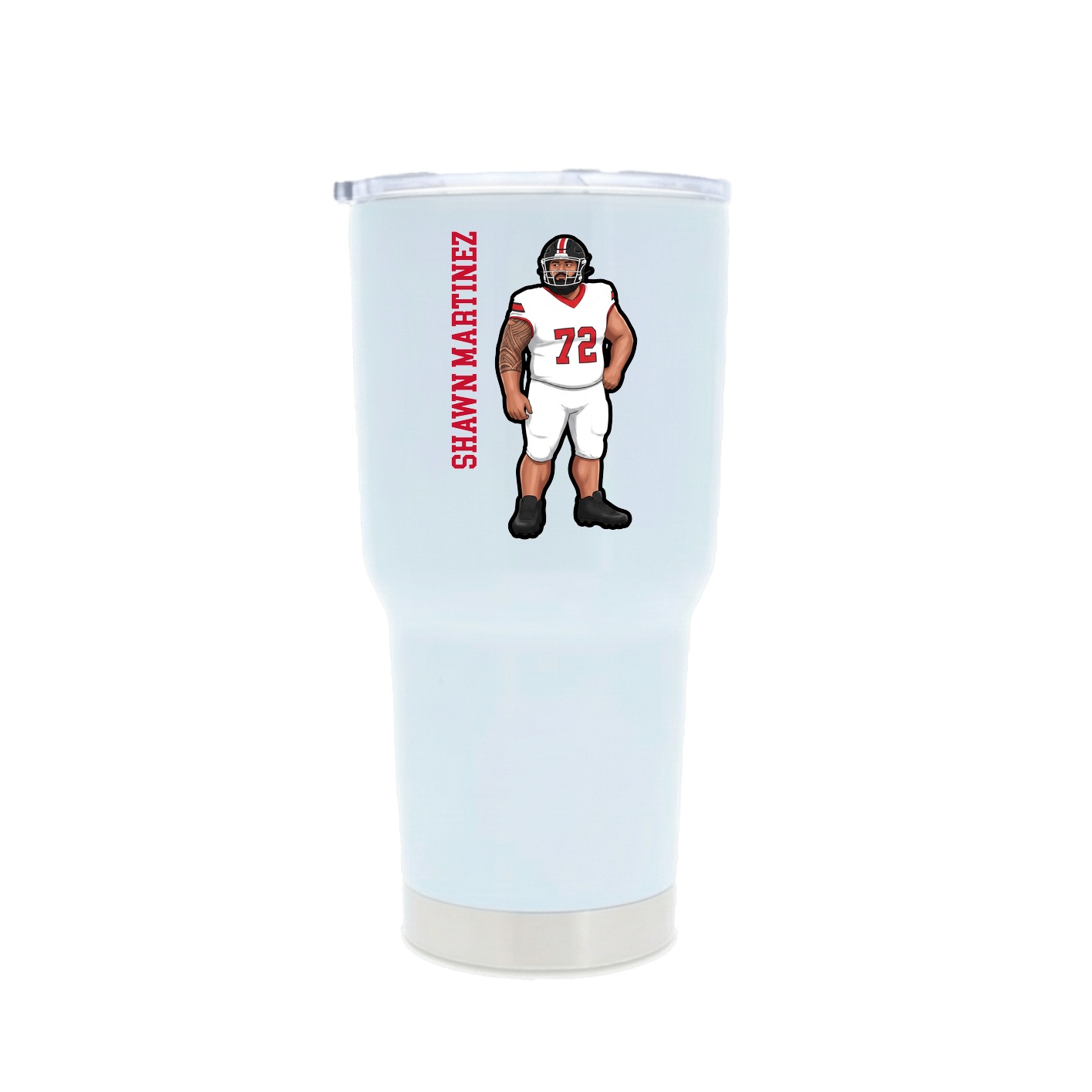 30oz Stainless Steel Tumbler — Name Vertical in White