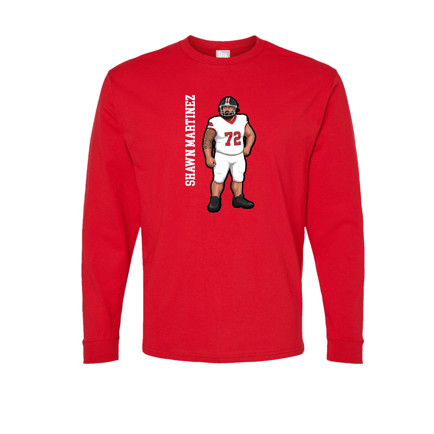 Long Sleeve Tee — Name Vertical in Red