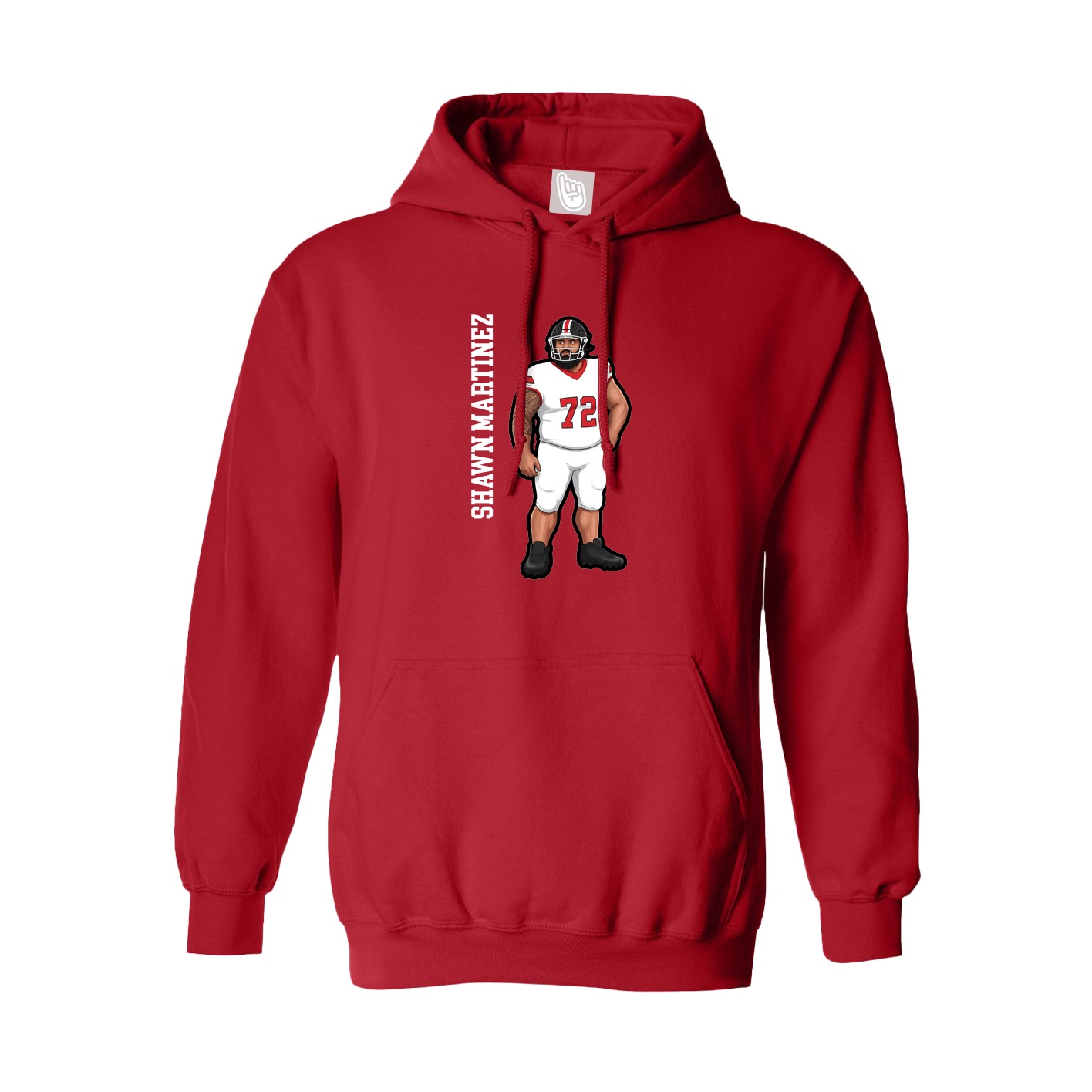 Youth Hoodie — Name Vertical in Red