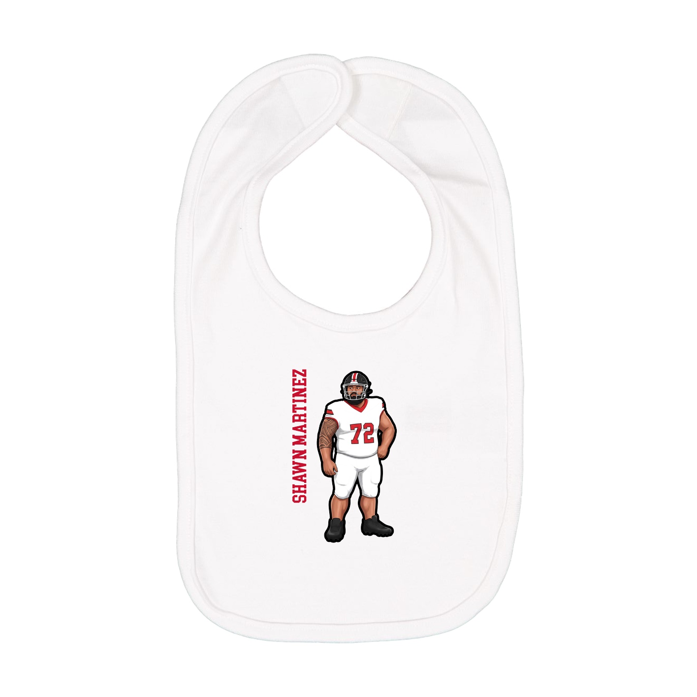 Infant Bib — Name Vertical in White