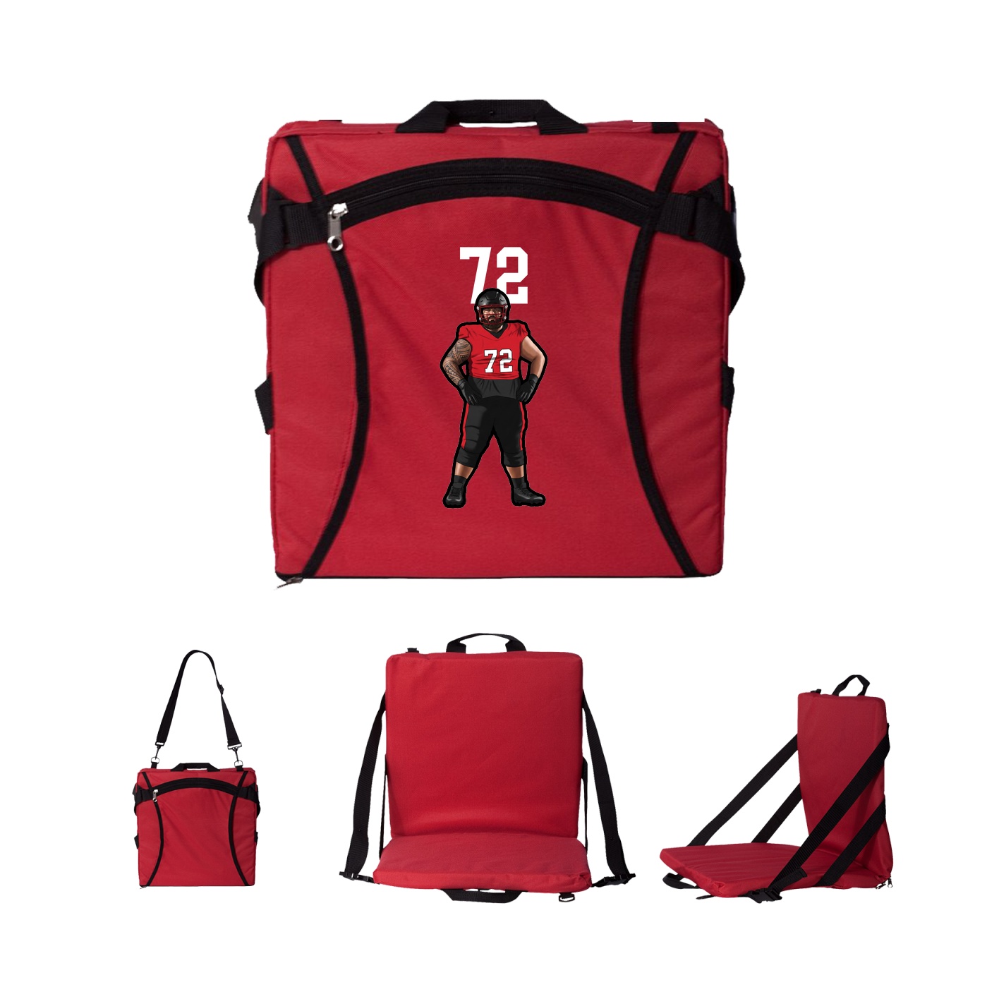 Folding Stadium Seat — Number Top in Red