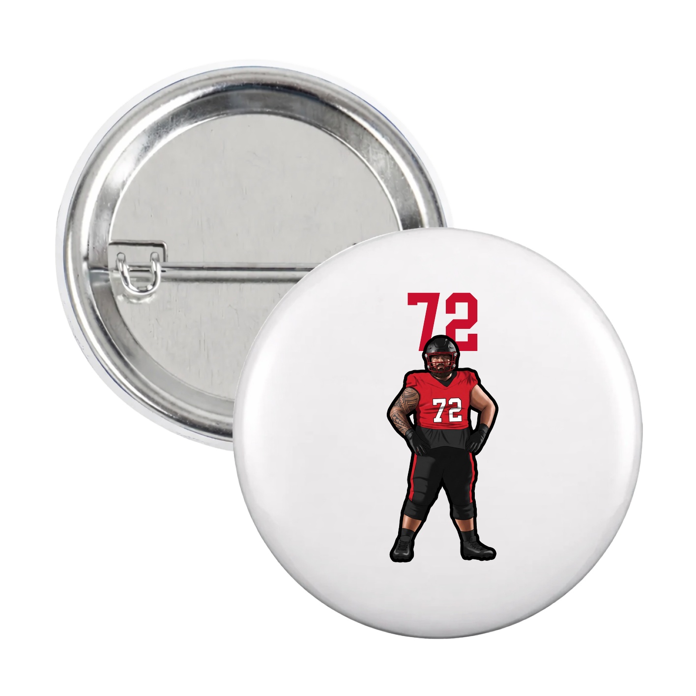 Game Day Button — Number Top in White
