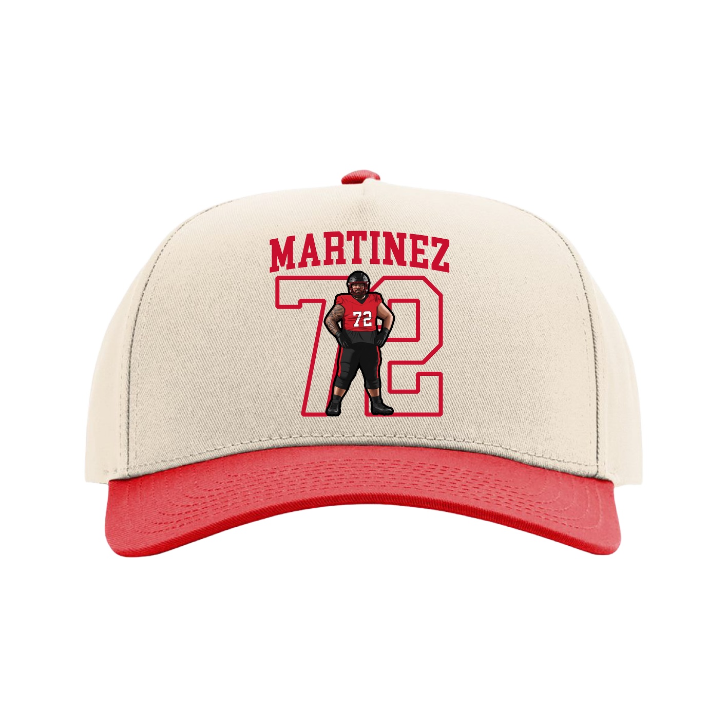 Full Fabric Five-Panel Champ Cap — Shirsey in Cream/Red