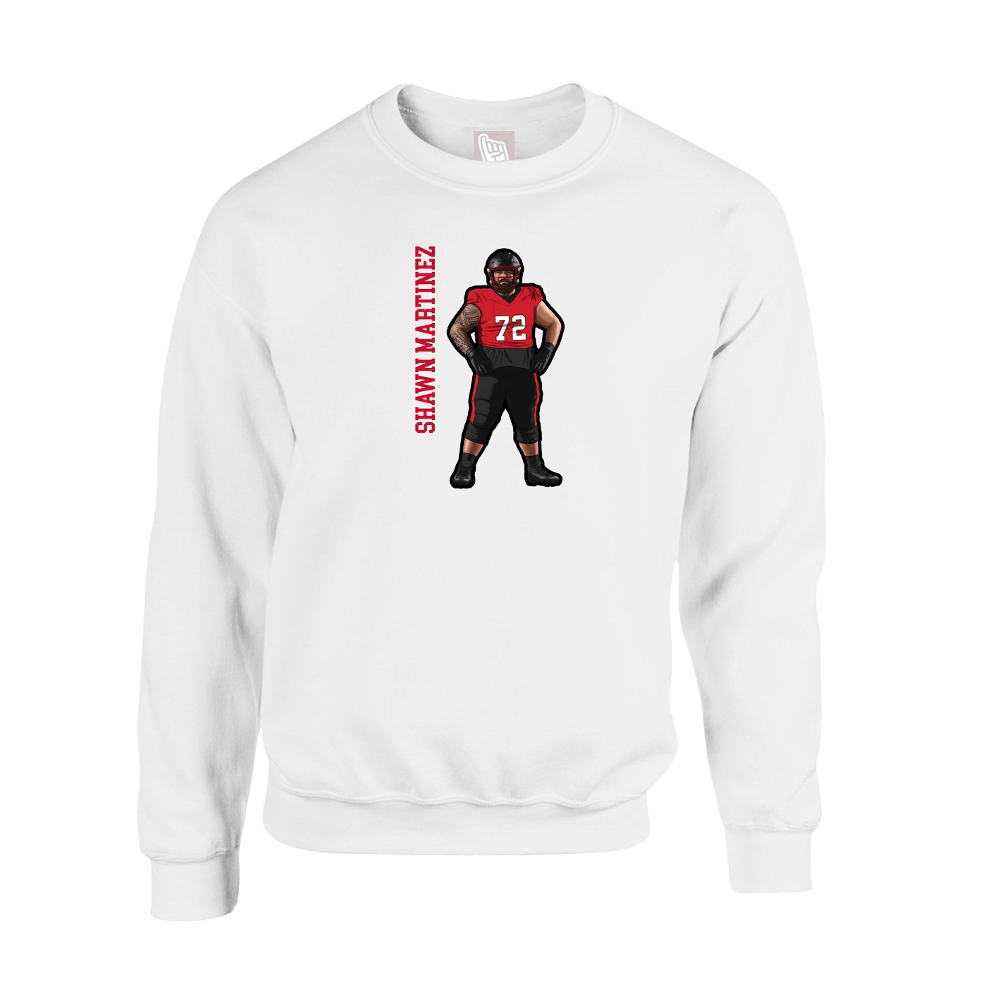 Fleece Crew — Name Vertical in White