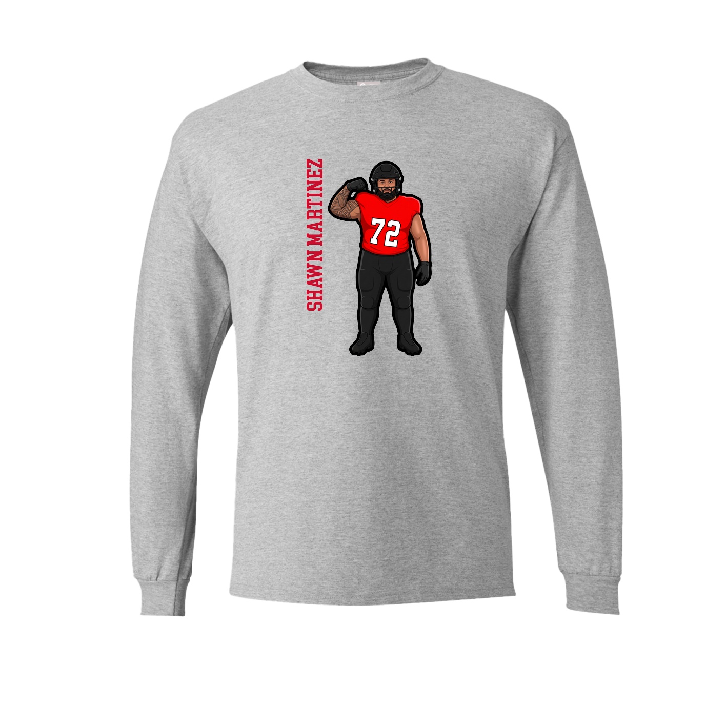 Long Sleeve Tee — Name Vertical in Grey