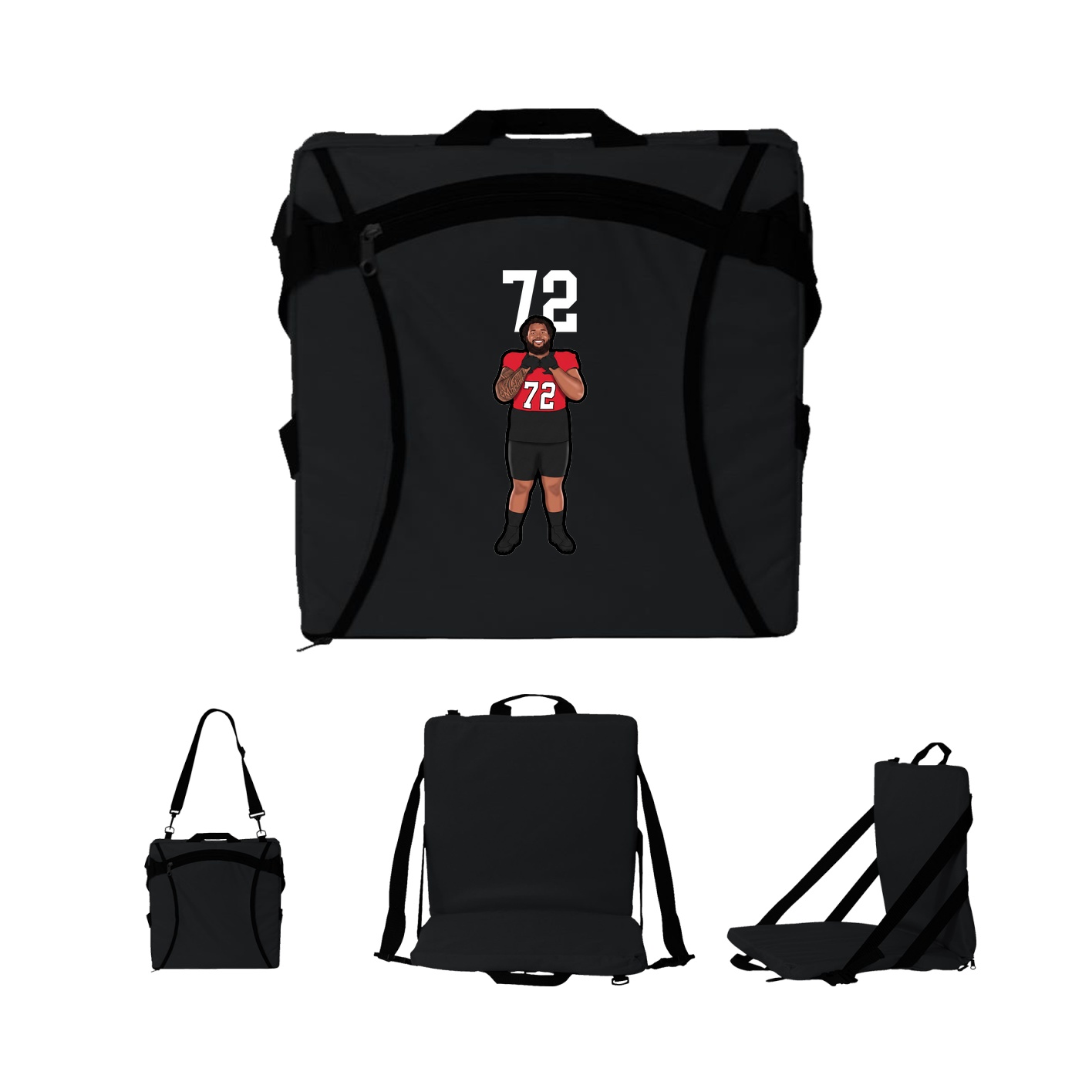 Folding Stadium Seat — Number Top in Black
