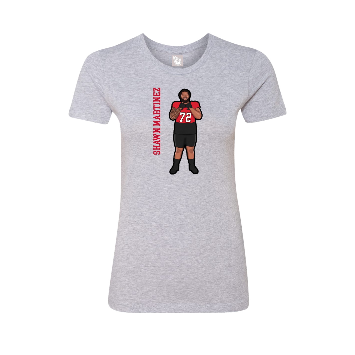 Fitted Women's Tee — Name Vertical in Grey