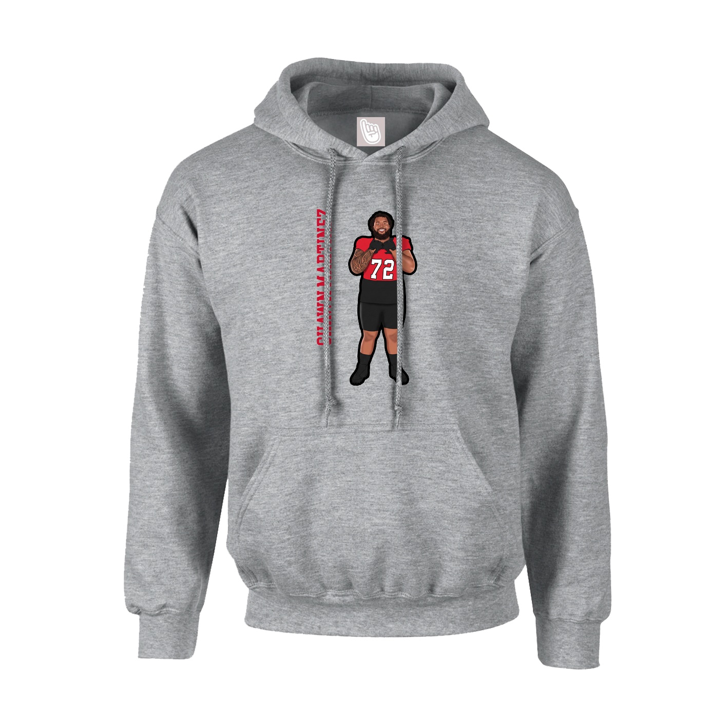 Hoodie — Name Vertical in Grey