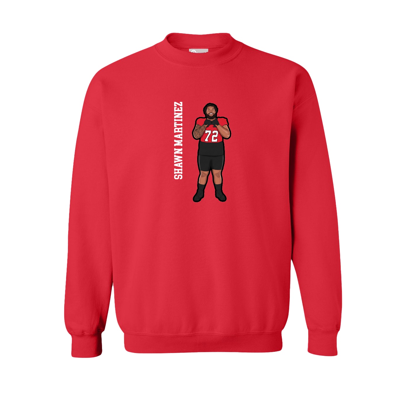 Fleece Crew — Name Vertical in Red