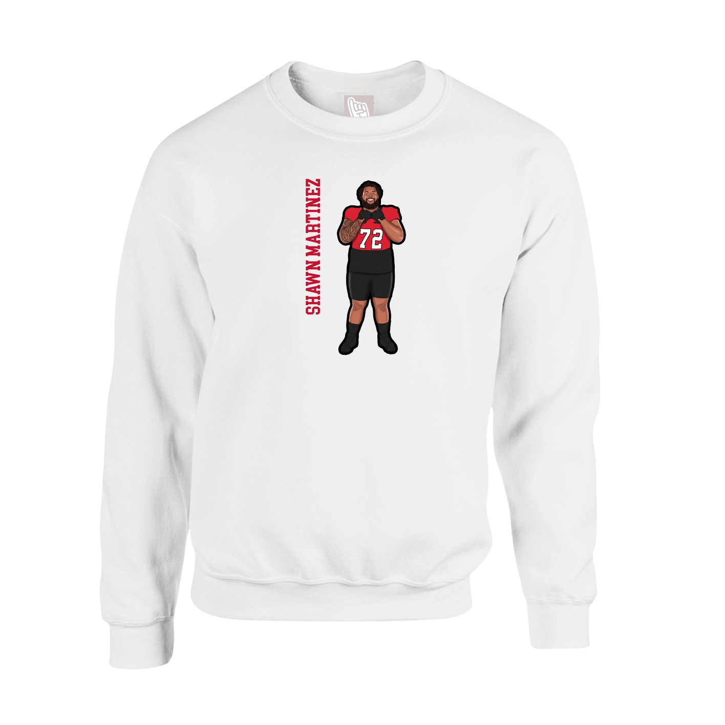 Fleece Crew — Name Vertical in White