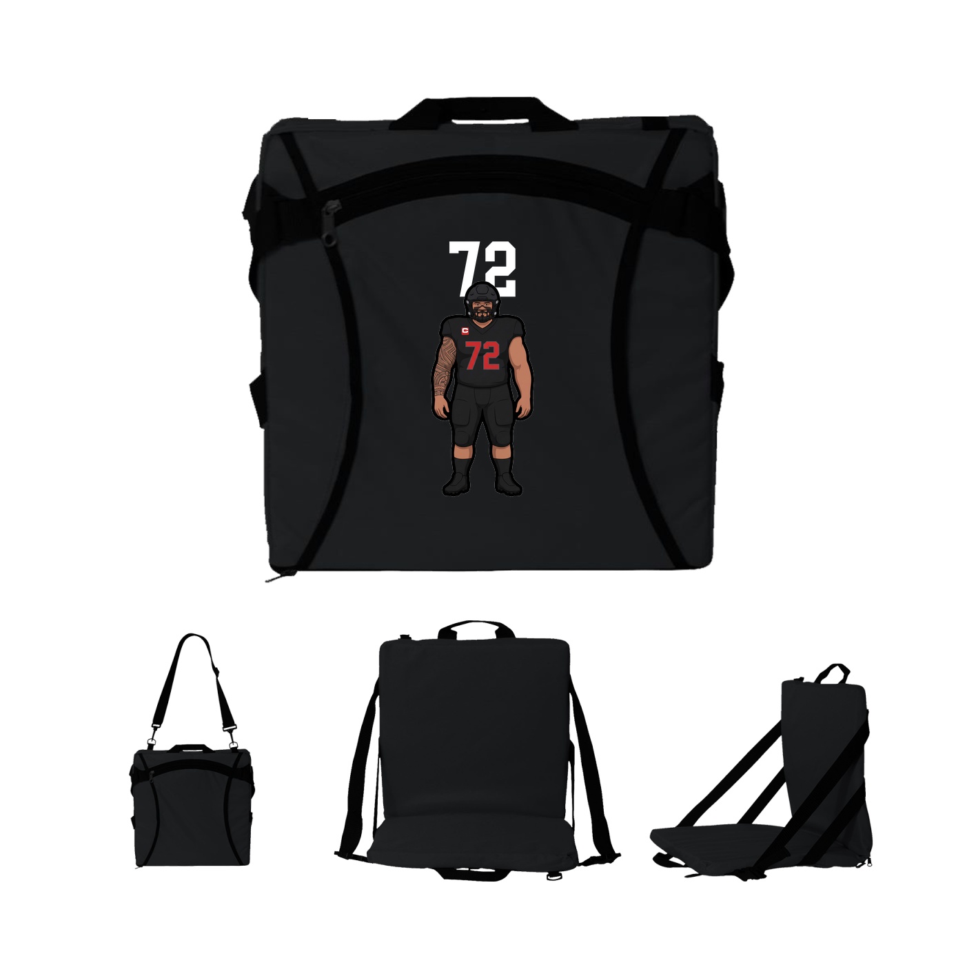Folding Stadium Seat — Number Top in Black