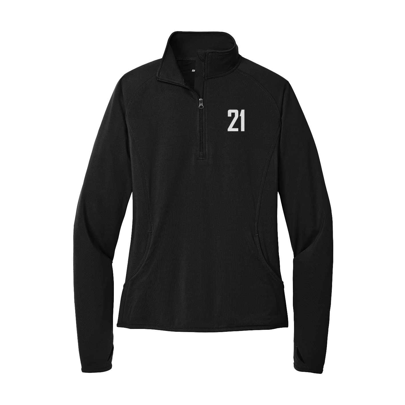 Women's Q-Zip Pullover — Front Shirsy in Black
