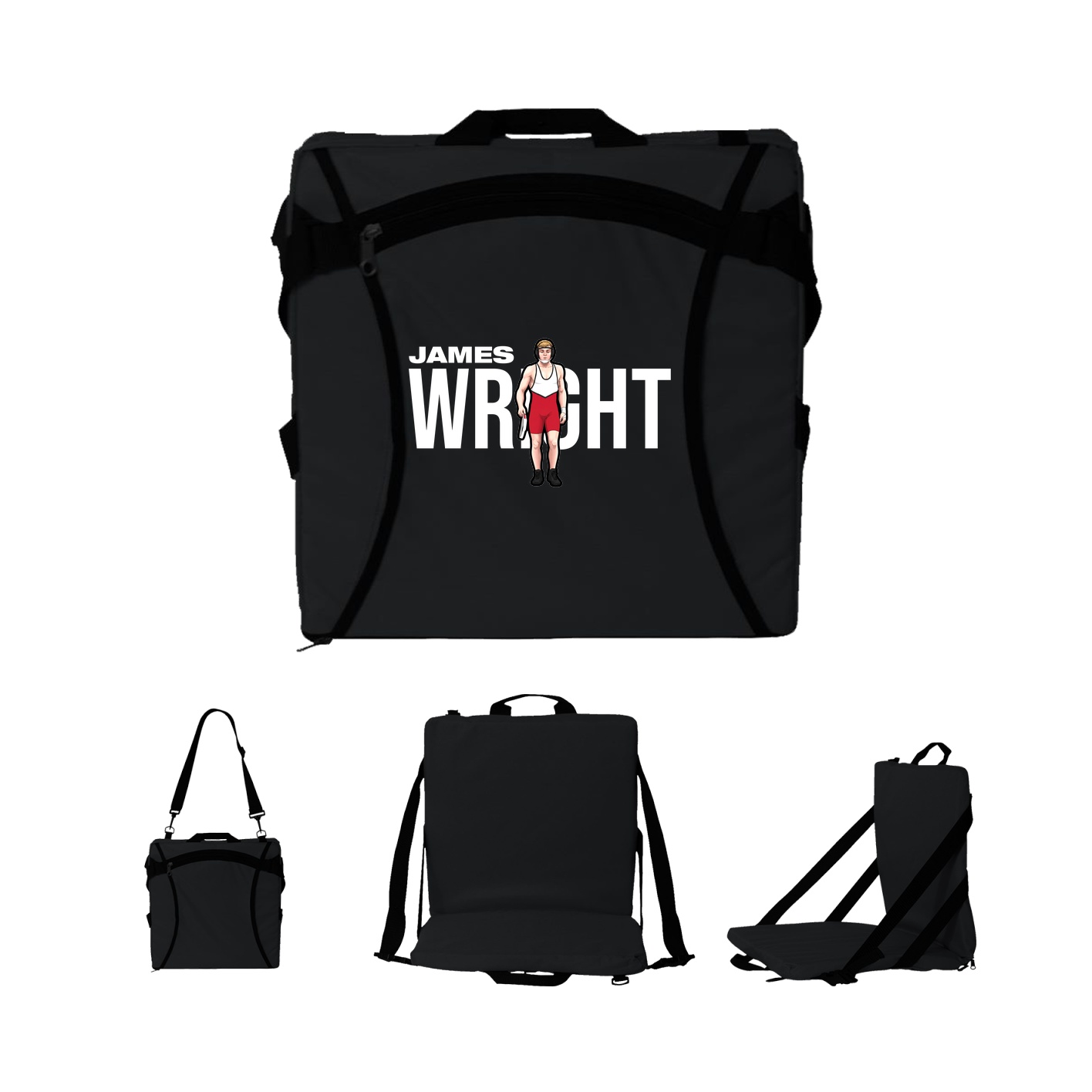 Folding Stadium Seat — Player Name in Black