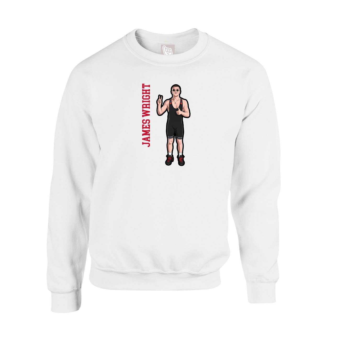 Fleece Crew — Name Vertical in White