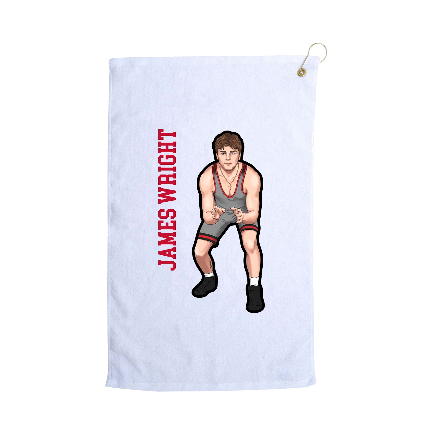 Golf Towel — Name Vertical in White