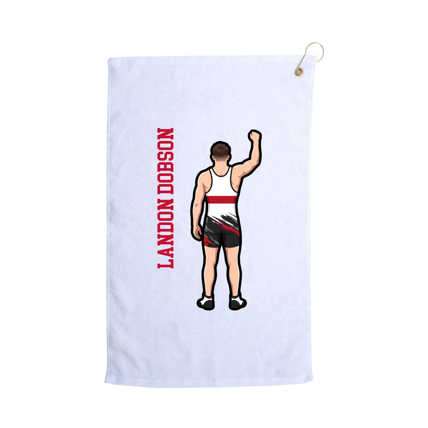 Golf Towel — Name Vertical in White