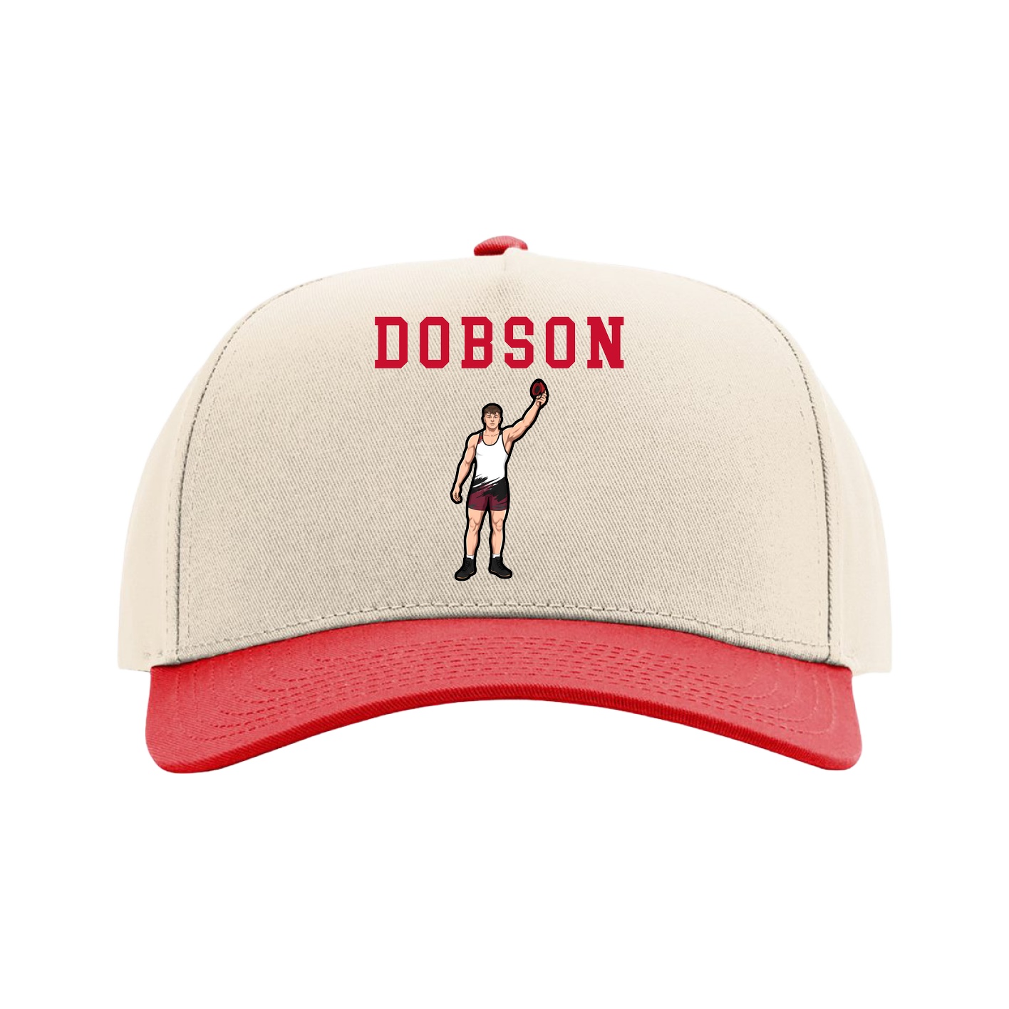 Full Fabric Five-Panel Champ Cap — Shirsey in Cream/Red