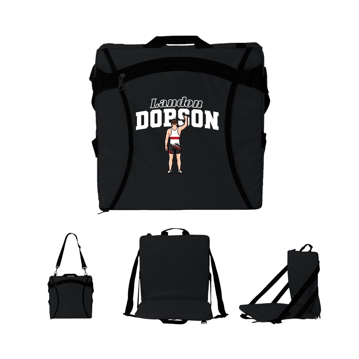 Folding Stadium Seat — Name Arch in Black