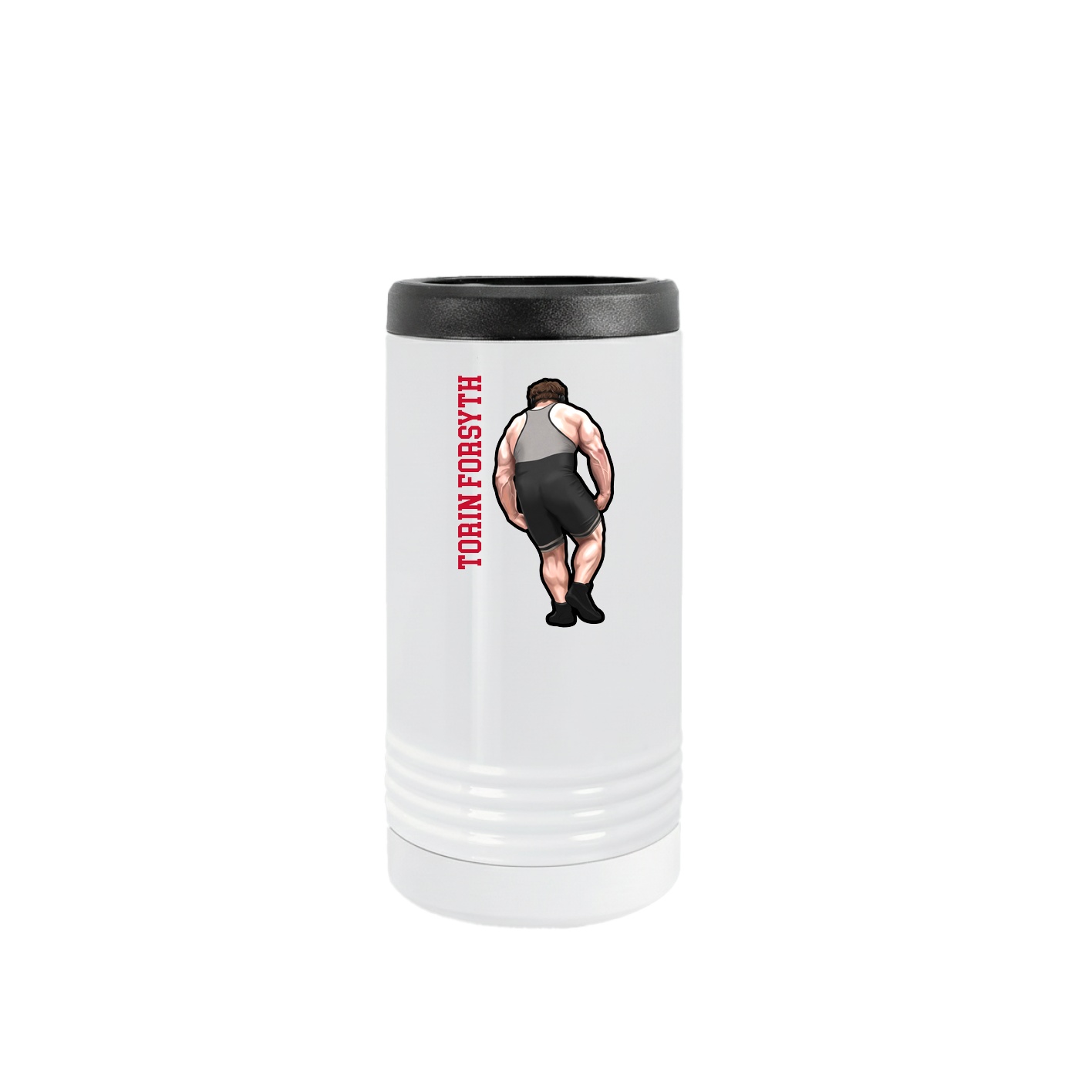 Slim Beverage Holder — Name Vertical in White