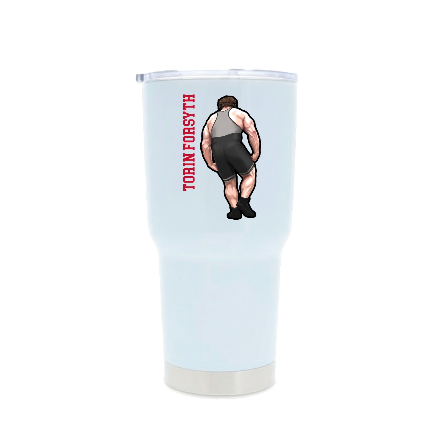 30oz Stainless Steel Tumbler — Name Vertical in White