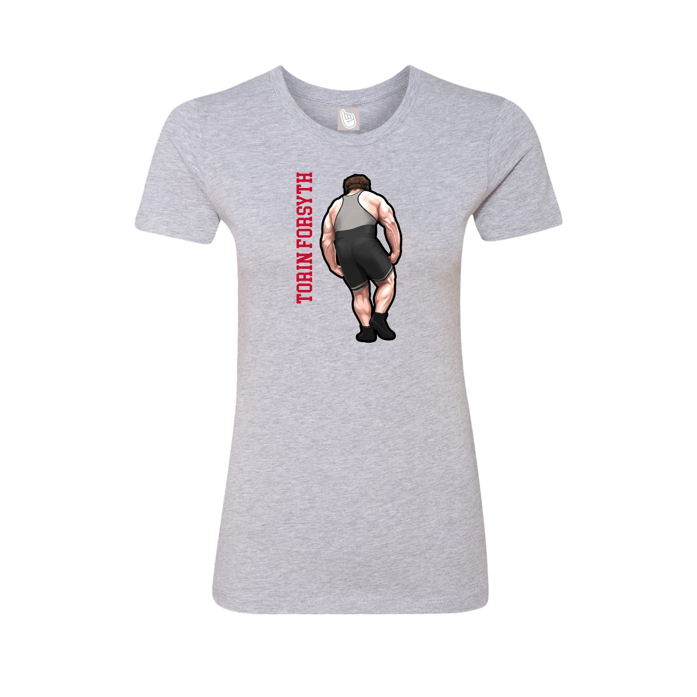 Fitted Women's Tee — Name Vertical in Grey