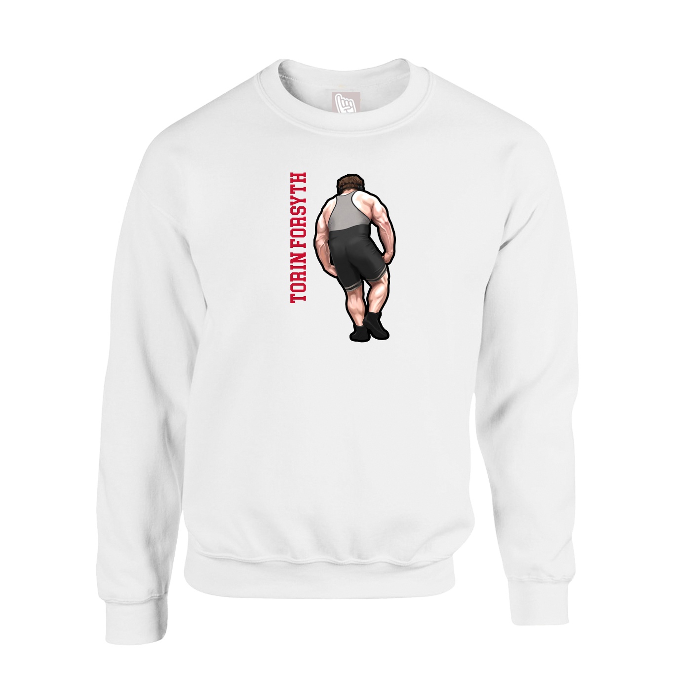 Fleece Crew — Name Vertical in White