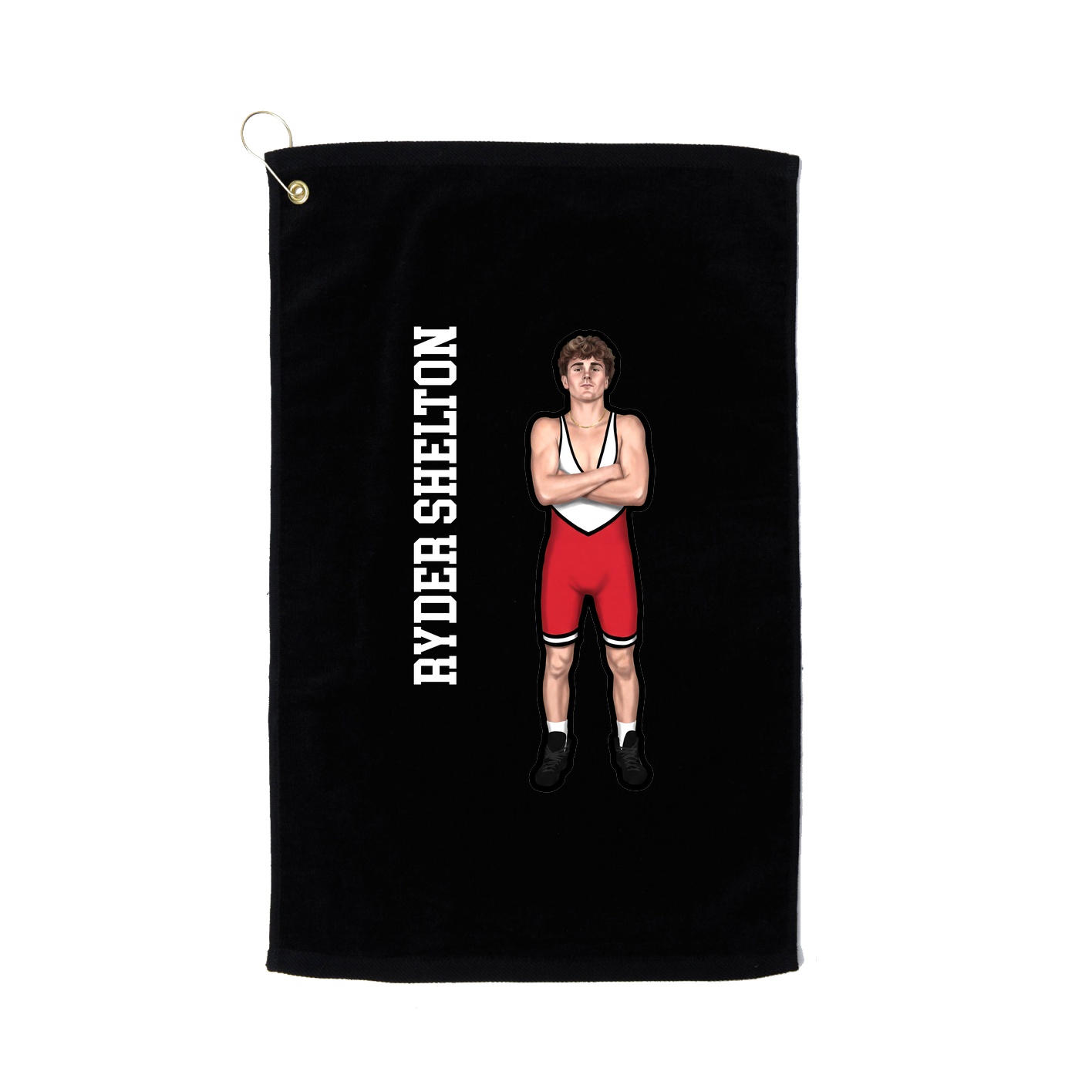 Golf Towel — Name Vertical in Black