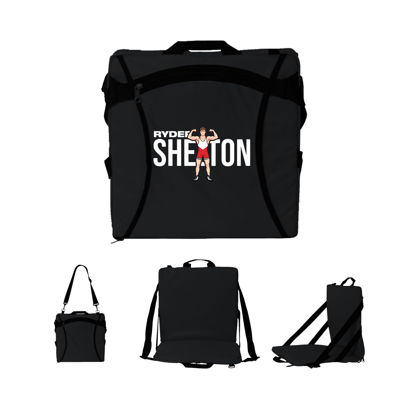 Folding Stadium Seat — Player Name in Black